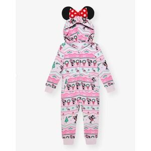 NWT Posh Peanut Disney Minnie Mouse Pink Fair Isle Holiday Jumpsuit Girls 7/8